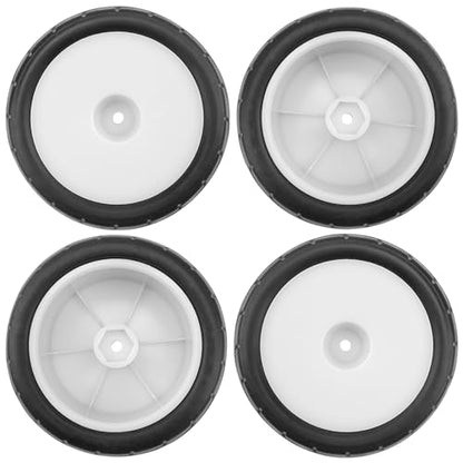 4Pack ShareGoo RC 85mm/3.34" Rubber Tires Front Rear Tyres 12mm Hex Wheel Compatible with Redcat HPI HSP Kyosho 1/10 RC Off-Road Car Buggy (White) - color: White