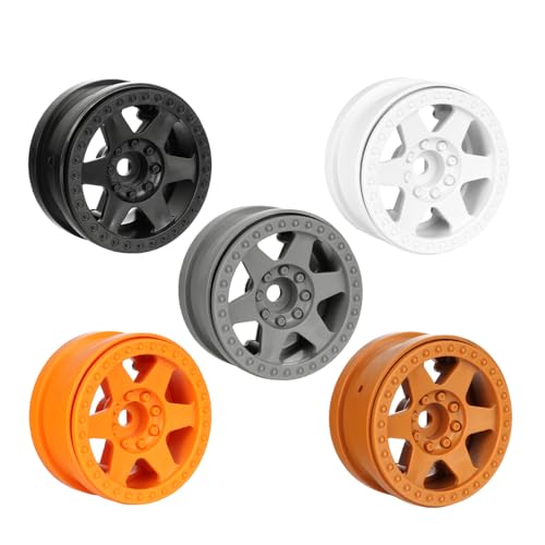 4PCS Plastic 2.2 Inch Beadlock Wheel Rim Wheel Hub 12mm Drive Hex Compatible with 1/10 RC Crawler Car for Axial SCX10 90046 TRX4 Wraith RR10 Capra(White) - color: White
