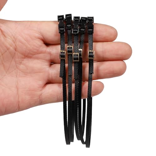 5 Pack RC Crawler Roof Rack Tie Down Straps with Buckles, 300mm, for 1/10 1/18 1/24 Scale Models Compatible with SCX24 TRX4M TRX4 TRX6 SCX10 (Black) - color: Black