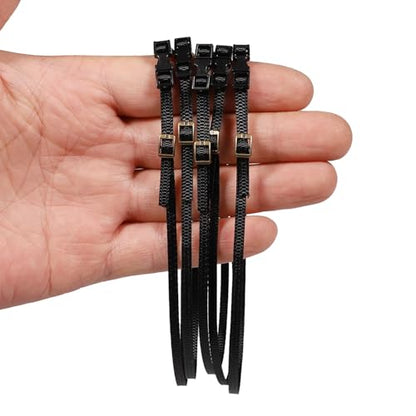 5 Pack RC Crawler Roof Rack Tie Down Straps with Buckles, 300mm, for 1/10 1/18 1/24 Scale Models Compatible with SCX24 TRX4M TRX4 TRX6 SCX10 (Black) - color: Black