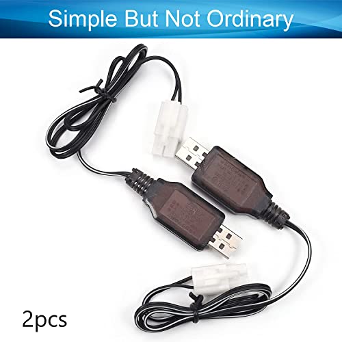 Heyiarbeit L6.2-2P USB Power Charging Cable for RC Car 4.8 V 250mA Ni-MH Ni-CD Battery 2pcs - size: L6.2-2P 2Pcs