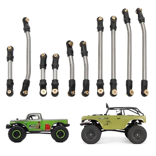 MEUS Racing SCX24 Links High Clearance Chassis Links & Steering Links Set for Axial 1/24 SCX24 Deadbolt AXI90081 B17 AXI00004 RC Crawler (Titanium Alloy) - color: Titanium