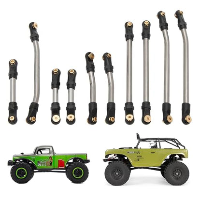 MEUS Racing SCX24 Links High Clearance Chassis Links & Steering Links Set for Axial 1/24 SCX24 Deadbolt AXI90081 B17 AXI00004 RC Crawler (Titanium Alloy) - color: Titanium