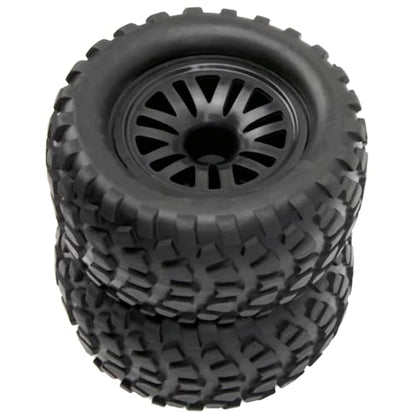 4Pcs OD 4.9" RC Wheel Rim Rubber Tires Set 12mm Hex Compatible with HSP Redcat Exceed Tamiya HPI Kyosho 1/10 Off-Road Buggy Monster Short-Course Truck Car