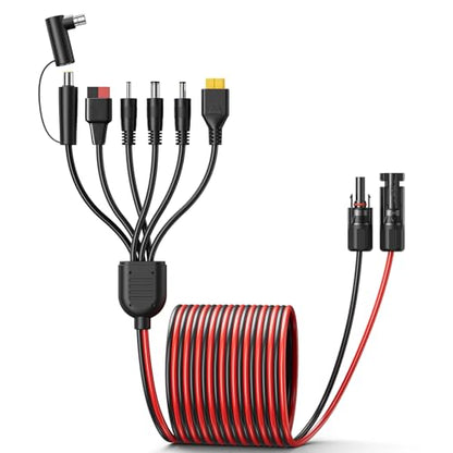 7-in-1 Solar Panel Adapter Connectors,3.6 Feet Universal 12AWG MC4 Cable to DC 8mm XT60 Anderson,Solar Charge Cable Kit Multiple DC Adapters for RC Battery Portable Power Stations, Solar Generators