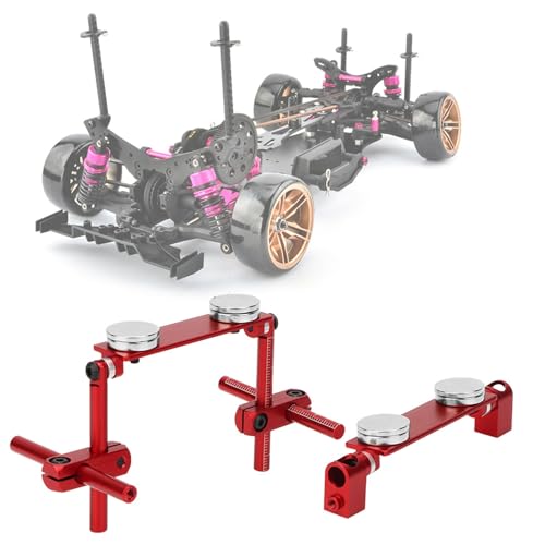 RC Car Body Post, Aluminum Magnetic Invisible Body Shell Mount Column Kit for HSP 1/10 SakuraS XI CS Tamiya416/417 T3/T4/94123 RC Racing Car (Red) - color: Red