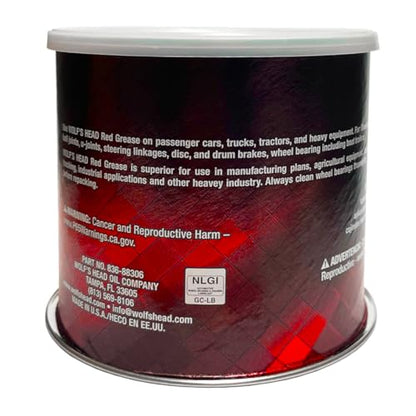 Wolf's Head Red Grease NLGI #2 (836-88306-93) 1 Pound Tub, Pack of 12 | Made in USA - size: 1 Pound Tub (Pack of 12)
