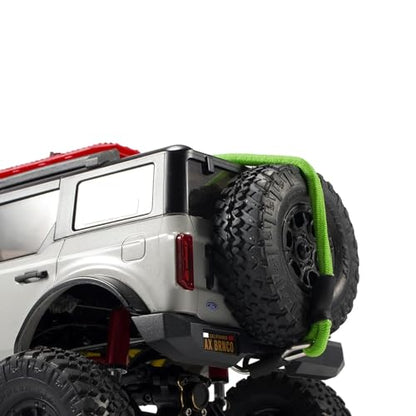 2pcs 280mm Elastic Strap Escape Rope Kinetic Winch Strap with Rescue Trailer Hook for 1/18 1/24 RC Crawler Car TRX4M High Trail SCX24 FCX24 (Green) - color: Green