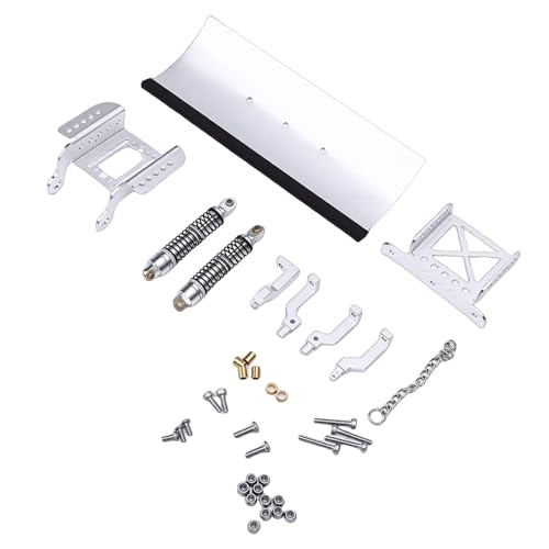 1/18 RC Metal Snow Plow, Alloy Replacement Snow Plow, Hydraulic Damping for RC Crawler Car with Shock Absorption for Winter Scenes & Obstacle Clearing (Silver) - color: Silver