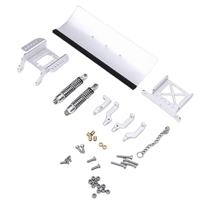 1/18 RC Metal Snow Plow, Alloy Replacement Snow Plow, Hydraulic Damping for RC Crawler Car with Shock Absorption for Winter Scenes & Obstacle Clearing (Silver) - color: Silver