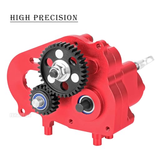 Aluminum Gearbox Complete Transmission Case w/Gear Upgrades Part for 1/10 SCX10-AXI03004 Capra 1.9 UTB RC Crawler Car,(Black-Red) - color: Black Red - (Gearbox)