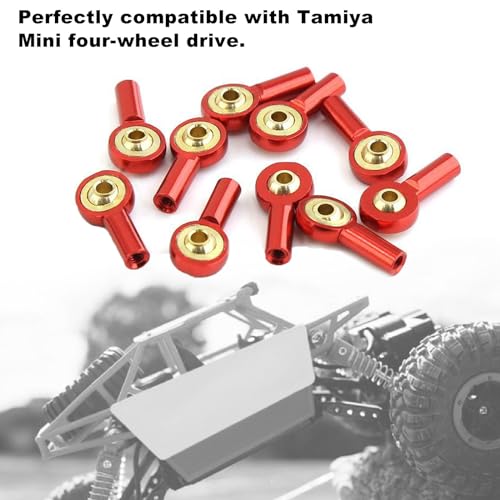 kingsea 10 Pcs Steering Linkage Tie Rod End M2 Ball Joint Linkage Tie Rod End for RC Car Boat Truck, Red - color: Red