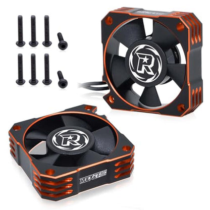 35 RC Motor Cooling Fan,21000RPM ESC Heatsink for 1/10 1/12 1/8 RC Car 3650,3660,3670 Brushless Motor (2 Pack Black+Orange) - style: 2pack Orange