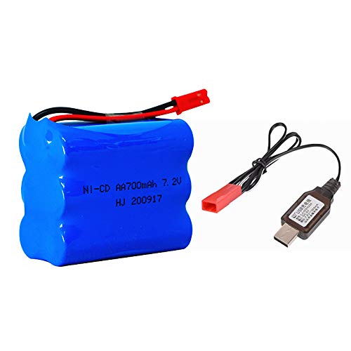 7.2V 700mAh Ni-Cd Rechargeable AA Battery Pack with JST Plug for HAK104 RC Stunt Master Car with USB Charge Cable