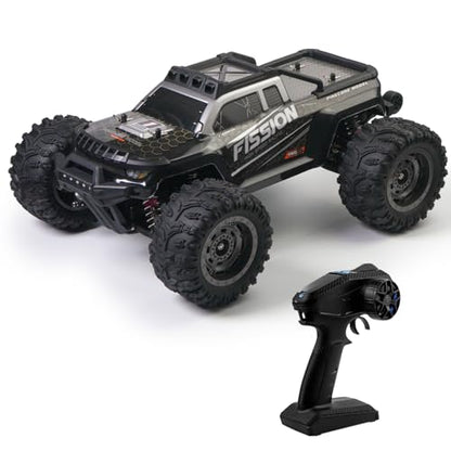 A ALPHA Brushless RC Monster Truck with Metal Drivetrain & ESP Stability, Upgrade-Free 1/12 4WD RC Truck Built for Repeated High-Speed Runs