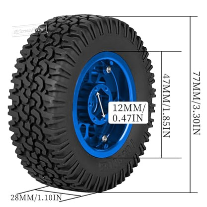 1.55 Inch Aluminum Alloy Beadlock Wheel and Tires for Tamiya AX90069 D90 TF2 CC01 CC02 1/10 RC Crawler Car,1.55 Beadlock Tires RC Rims,Soft Rubber All Terrain Tyre Metal Rims,Navy Blue - color: Navy Blue(4pcs)