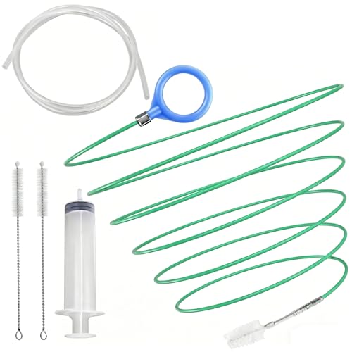 5 PCS Car Sunroof Drain Cleaning Tool, Flexible Tube Cleaner with Rotating Brush Head, Tear-resistant Portable Unclogger Kit, Maintenance Accessories for Drains Sewers Windshields (Green)
