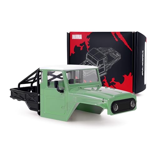 INJORA IR40-24 Half Truck Hard Body with Cage for 1/24 SCX24 (Muted Green) - color: Muted Green