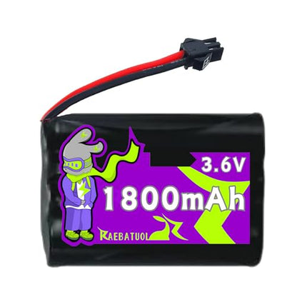 3.6V 1800mAh Ni-Cd Rechargeable Battery with SM-2P Plug(Black),Fit for SY-E571 RC Excavator Battle Bumper Cars C143 D143 Rockola Supersound 490 Jukebox with Charger （3*AA）