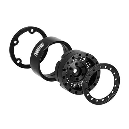 INJORA 1.3 Aluminium Beadlock Wheel for TRX4M SCX24 1/24 1/18 RC Crawler - color: Black Aluminum