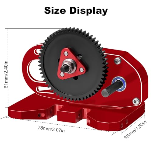 OGRC 2.Low Transmission 30% Overdrive Complete Gearbox for SCX10 Upgrades | Aluminum Housing, Steel Gear, with Skid Plate and 15T Pinion Gear, for Axial SCX10 RC Crawler Car, Red - color: Red