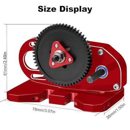 OGRC 2.Low Transmission 30% Overdrive Complete Gearbox for SCX10 Upgrades | Aluminum Housing, Steel Gear, with Skid Plate and 15T Pinion Gear, for Axial SCX10 RC Crawler Car, Red - color: Red