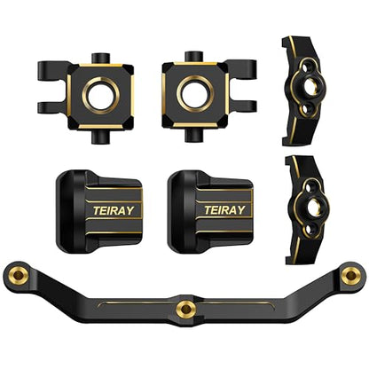 Trx4m Upgrades Brass Knuckle Steering Blocks and Caster Blocks C-Hubs, Steering Links,Front Rear Axle Diff Covers for Traxxas TRX4M 1/18 Crawler Car Upgrade Parts 7 PCS (Trx4m Upgrades Brass) - color: Trx4m Upgrades Brass