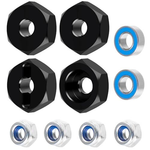 MORLORDY 4Pcs 12mm Wheel Hex Hub Adapters for 1/16 Scale RC Cars Losi Mini JRX2 & JRXT Upgrade Part