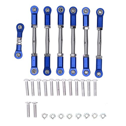 7PCS Adjustable Links Set for Slash Rustler - RC Accessories - 1/10 RC Car Adjustable Steering Linkage Kit with 87-103mm Links (Blue) - color: Blue
