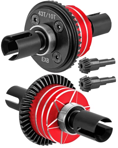 RC F/R Diff 43t &10t Input Gear Upgrades Part for 1/8 Kraton/Outcast/Talion 6S BLX EXB,Notorious 6S BLX,1/7 Mojave 6S BLX EXB,BigRock/Fireteam 6S BLX,Replace ARA310990 ARA310979,Red - color: Red(1set)