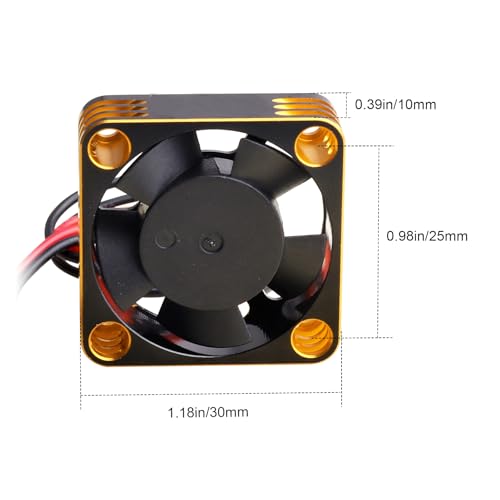 HobbyPark RC Brushless Motor Cooling Fan ESC Cooling Fan for RC Car 1/8 1/10 1/12 Scale 540 550 Brushless Motors (Black-Gold) - color: Black-Gold