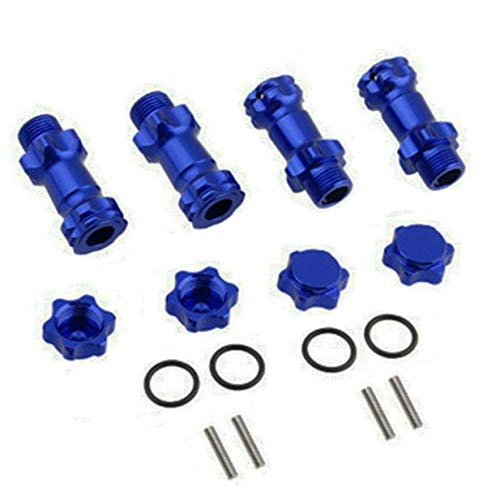 4PCS 17mm Aluminum Wheel Hex Hub 30mm Extension Adapter Capped Longer Combiner Coupler with Anti-Dust Cover for 1:8 RC Model Car Truck,Blue