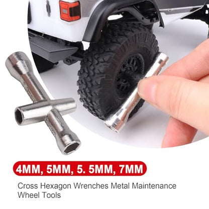 Hobbypark RC Hex Wrench Nut Driver (4mm 5mm 5.5mm 7mm 17mm) Wheel Hub Cross Socket Spanner Repair Tools for 1:8 1/10 Scale RC Cars (2-Pack)