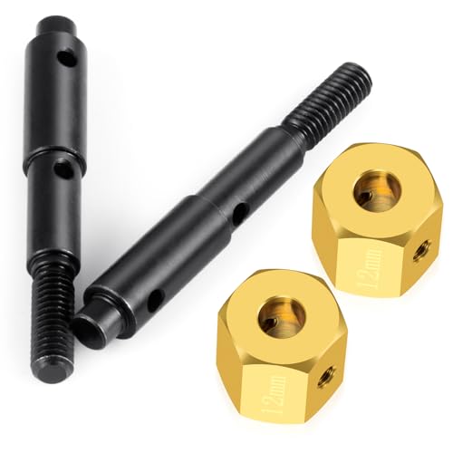 RC Brass Wheels Hex Hub 12mm Extension Hex Drive Adapter with Steel Stub Axle Counterweight Compatible with 1/10 Redcat Ascent Fusion Ascent RC Car Upgrade Parts (Thickness: 12mm) - color: Thickness: 12mm