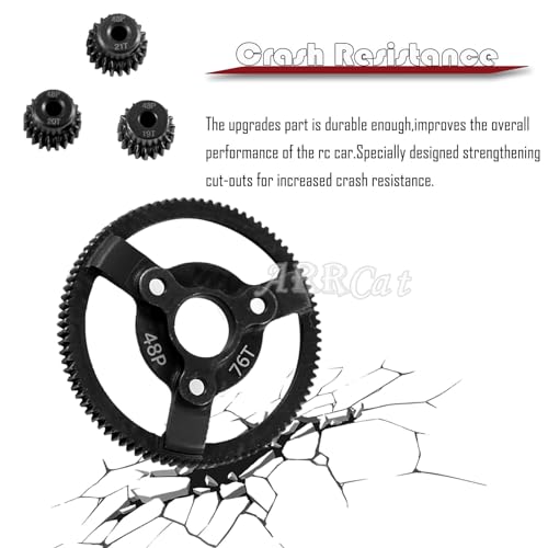 76T Metal Slipper Clutch Spur Gear Upgrades Part for 1/10 Slash 2WD VXL,ARRCat Metal 76T (48-Pitch) Spur Gear Differential Gear and 21T 20T 19T Pinions Gear Set - size: 76T(48-Pitch)