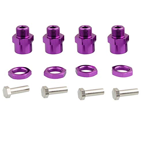 4PCS Aluminum Alloy Wheel Hex Hub 12mm Turn to 17mm Conversion Adapter for 1/10 RC Model Car Convert to use 1/8 Tires Upgrade Parts(Purple)