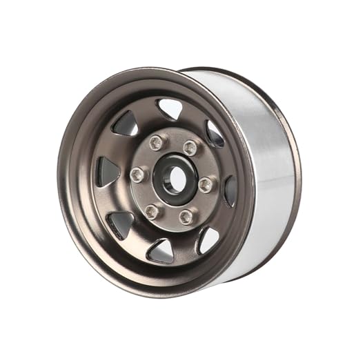 4PCS 1.55 inch Metal Beadlock Wheel Hub RC Car Aluminum Alloy Wheel Rim for 1/10 RC Crawler Car for Axial 90069 D90 TF2 Tamiya CC01 CC02 LC70 LC80 MST(Silver+Gray) - color: Silver+gray