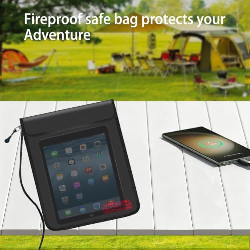 10.24"x13.78" Black Lipo Safe Bag with Fireproof Zipper Fireproof Edge wrapping Fireproof wire,Home Office Travel Fireproof Safe Storage for Cash Valuables Jewelry Passport Power bank Lipo Battery - size: 26*35cm Black