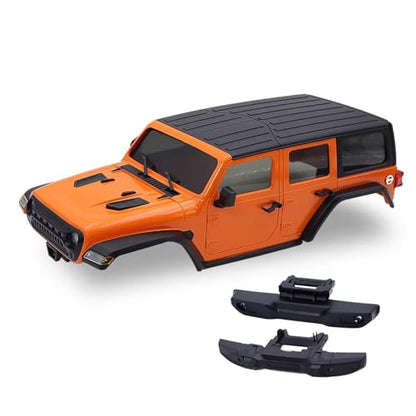 RC Car Upgrade Parts Compatible with TRX4M for Bronco for Defender for Wrangler 1/18 RC Crawler for Chassis ABS Hardtop Body Kit with Front Rear Bumpers(Orange) - size: Orange