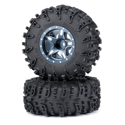 4PCS 1.3" Beadlock Wheel Tires Set Aluminum 1.3inch 5-Spoke Beadlock Wheel Hub Wheel Rim 7mm Hex ＆ 70mm/2.76inch Rubber Crawler Tires for 1/18 1/24 RC Crawler Car SCX24 TRX4M (Titanium) - color: Titanium