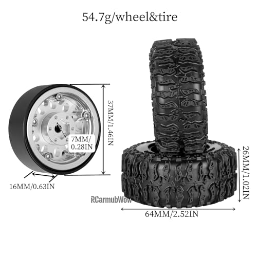 1.3" Beadlock Wheels Tires Set Aluminum Alloy w/Metal Steel Ring for TRX4M SCX24 FCX24 Ascent-18 1/18 1/24 RC Crawler Upgrade Parts,RCarmubWow 1.3 Beadlock Wheels and Tires,4pcs,Navy Blue - color: Navy Blue(4pcs)