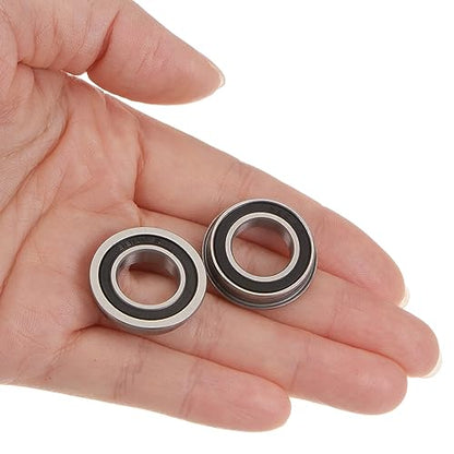 uxcell F6801-2RS Flanged Ball Bearing 12x21x5mm Double Sealed Chrome Steel Flange Bearings, 10pcs - size: F6801-2RS