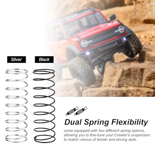HobbyPark 59mm Aluminum Shocks for TRX4M 1/18 Crawler Shock Absorber Upgrade with Adjustable Shock Mounts Front & Rear Shock Towers (Red) - color: Red