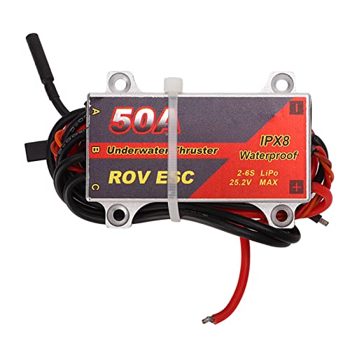 Brushless ESC, 50A IPX8 Waterproof CNC Aluminum Housing PWM Signal, Electronic Speed Controller for RC Cars Drones Boats Underwater Propellers