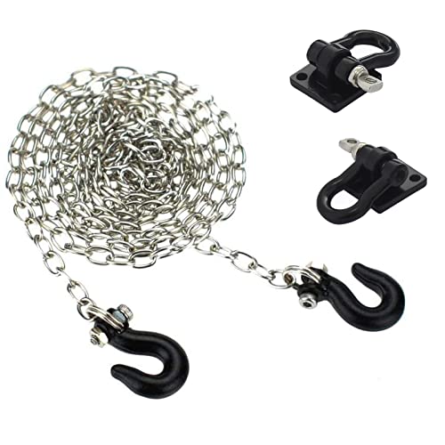 1/10 Scale Accessories Metal Tow Hook Chain Trailer Steel Tow Rope Buckle Kit U Shackles Parts Compatible with RC Crawler Car for Axial SCX10 TRX4 Tamiya (Hook Chain/Silver Kit) - color: Hook Chain/Silver Kit