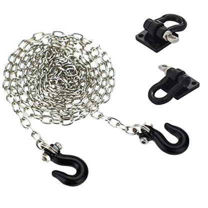 1/10 Scale Accessories Metal Tow Hook Chain Trailer Steel Tow Rope Buckle Kit U Shackles Parts Compatible with RC Crawler Car for Axial SCX10 TRX4 Tamiya (Hook Chain/Silver Kit) - color: Hook Chain/Silver Kit