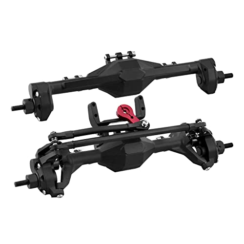 HyBDX CNC Aluminum Alloy Anodized Front and Rear Portal Axle Upgrade for 1/10 RC Rock Crawlers, Compatible with SCX10 II… (Black)
