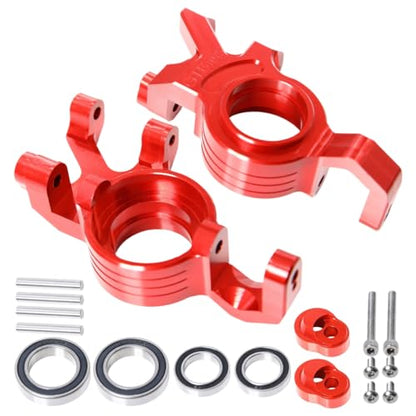 GTBRacing CNC Aluminum 7075-T6 Enlarge Bearing Front Steering Knuckle Block Rear Wheel Hub C Hub Set for 1/5 RC Car Traxxas XMaxx X-Maxx 6S 8S Upgrade Part (Front Kunckle Red) | 7075 Traxxas Xmaxx Hub - color: Front Kunckle Red
