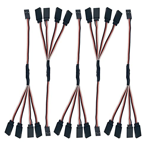 5pcs JR Y Connector Servo Extension Cable 3 Pin JR Plug Splitters 1 Male to 4 Female Servo Y Extension Connector for RC Models Cars Plane Helicopter Drone - style: 1 Male to 4 Female