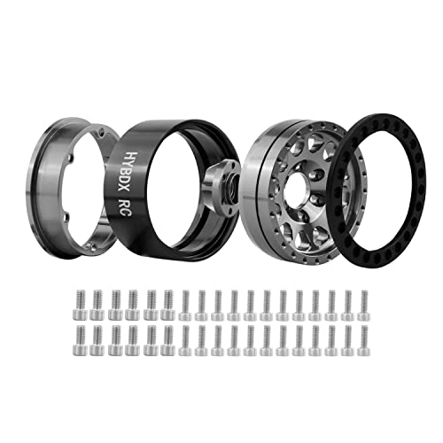 1.9 Inch Aluminum Alloy Beadlock Wheel Rim Hub 4pcs Suit for 1:10 RC Crawler Axial SCX10 SCX10 II TRX4 RC4WD D90(Grey 4 PCS) - color: Grey